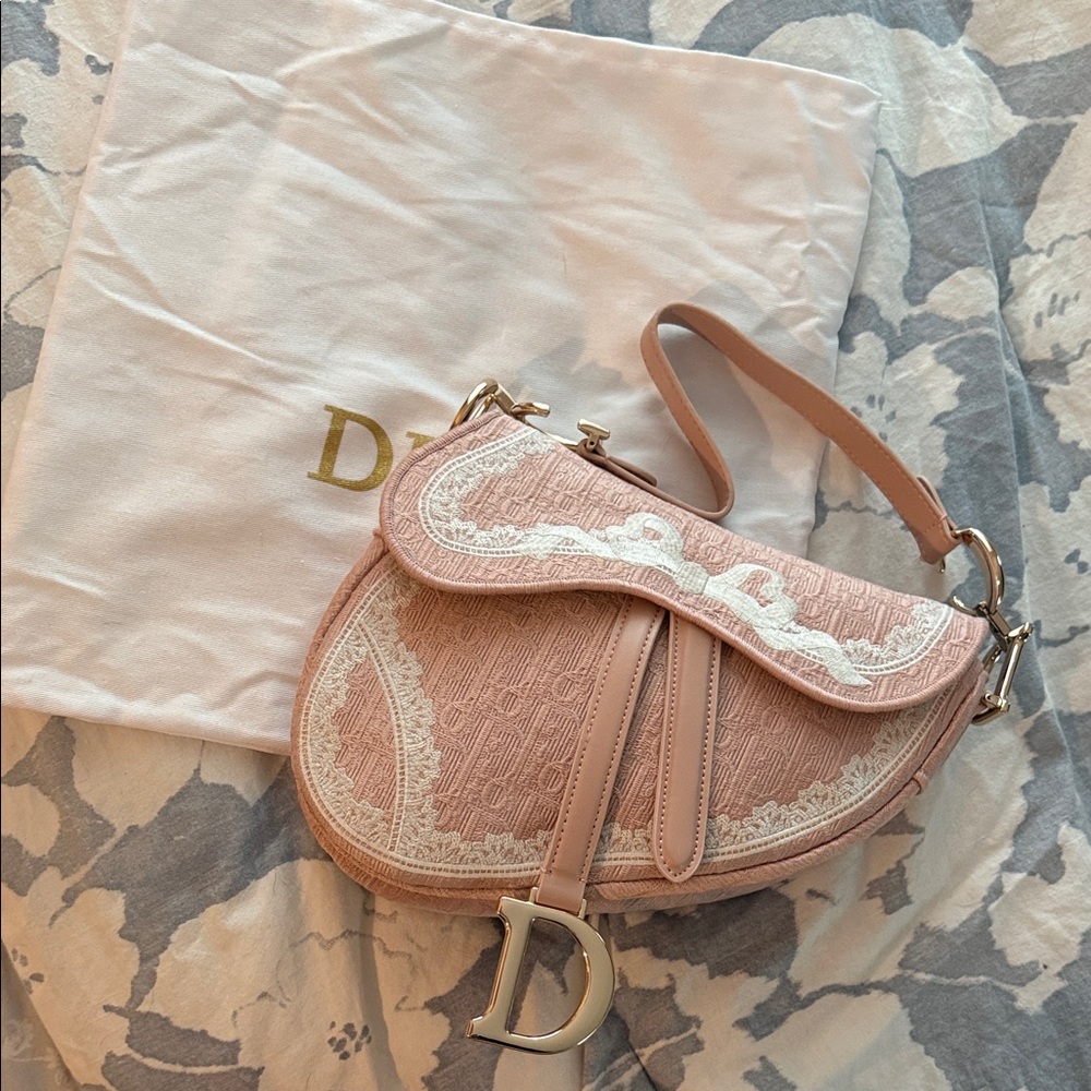 Blush Pink inspired AMOUR Saddle Bag embroidered Jacquard Canvas Handbag LOLITA
